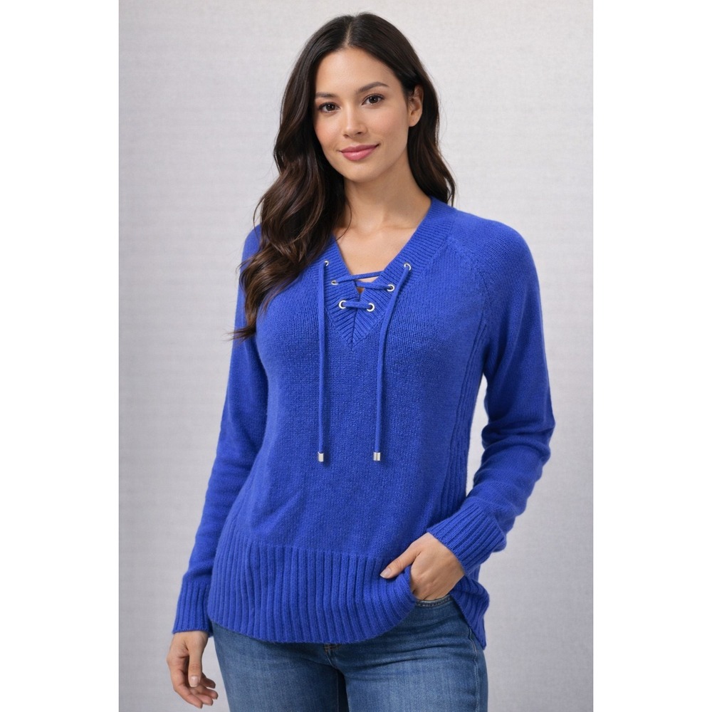 Liz‎ Claiborne Women Sweater Small Blue Casual Knit grandma normcore old money
